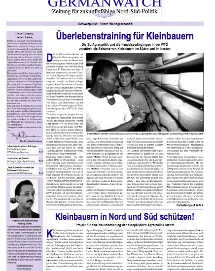 Überlebenstraining für Kleinbauern – Artikel in der Germanwatch-Zeitung